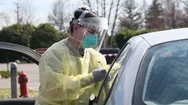 Covid-19 Coronavirus -  Covid-19 Triage Tent Drive Through Testing 2020 Stock Footage