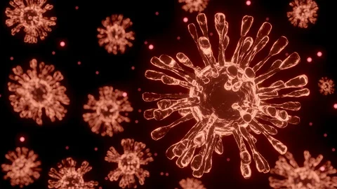 Covid-19, coronavirus  floating in  environment , coronaviruses Animation  3D re Stock Footage 128625655