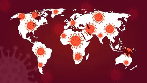 COVID-19 coronavirus Global pandemic map. Statistiks of Pandemic of coronavi Stock Footage