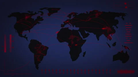 Covid-19 Coronavirus Map in red Stock Footage 234804226
