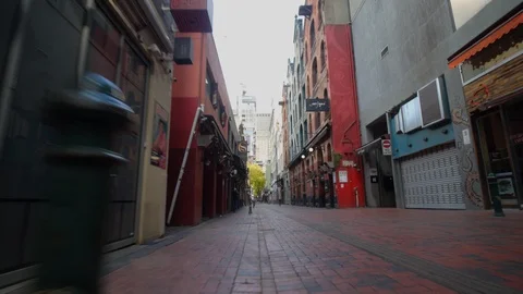 COVID-19 - Coronavirus - Melbourne - Empty Streets - Hardware Lane Stock Footage