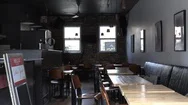Covid 19 Coronavirus Pandemic Signs In Closed Restaurant In Toronto Stock Footage