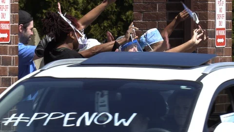 COVID 19 coronavirus parade of support at nursing home  hit hard by pandemic Stock Footage 129136196