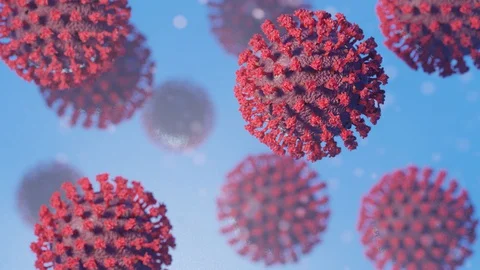 COVID-19, coronavirus particles inside human. 3D rendering, blue variant Vidéo 127590752