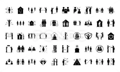 Covid 19 coronavirus social distancing prevention, outbreak spreading vector Stock Illustration