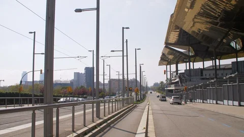 Covid 19. Coronavirus in Spain. Empty Glorias Area in Barcelona. City quarantine Video stock 126682860