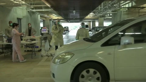 COVID-19 Coronavirus Testing - Drive Through Testing 2020 Video stock 140452606