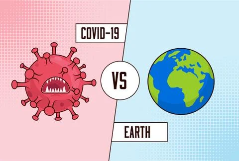 Covid-19 coronavirus vs Earth. Global fight against corona virus. Versus conc Stock-Illustration