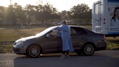 COVID-19 Drive through testing location Video stock 127117340