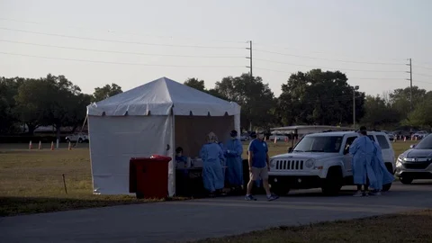 COVID-19 Drive through testing location Video stock 127117344