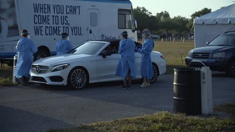 COVID-19 Drive through testing location Stock Footage 127117364