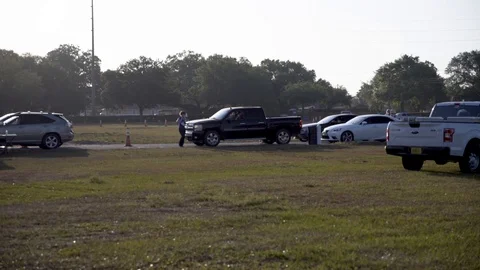 COVID-19 Drive through testing location Video stock 127117401