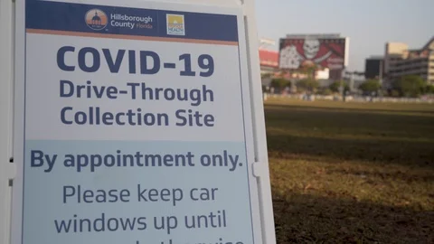 COVID-19 Drive through testing location Video stock 127117404