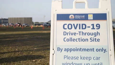 COVID-19 Drive through testing location Video stock 127117432