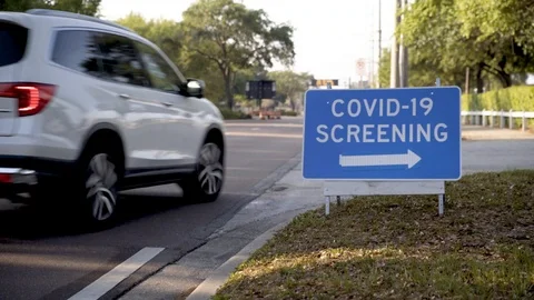 COVID-19 Drive through testing location Stock Footage 127117441