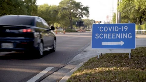 COVID-19 Drive through testing location Stock Footage 127117444