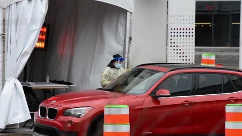 Covid-19 Drive thru testing site Stock Footage 131177396