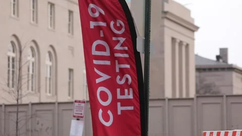 A COVID-19 drive thru testing site Stock Footage 146714004