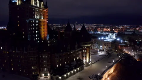 Covid 19 Empty Dufferin terrasse to Place d'Armes aerial view Stock-Footage 146963018