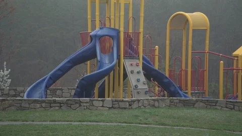COVID-19 Empty Playground WIDE PAN :16 Stock-Footage 127759988