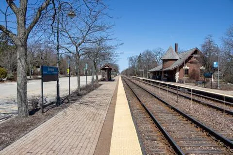 COVID-19 Empty Train Station Platform Stock Photos