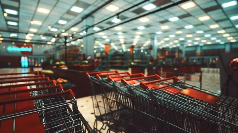 Covid-19 epidemic and empty supermarket Stock Footage 159350122