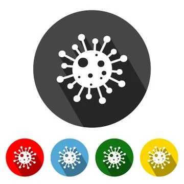 Covid-19 Flat Icon Long Shadow Stock Illustration