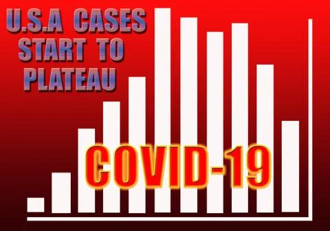 Covid-19 graph showing that the U.S coronavirus cases start to plateau Stock Illustration