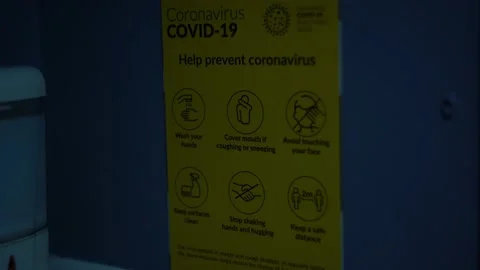 Covid-19 Guidelines Sign Safe Mask Bar Coronavirus 4K Stock Footage 154007136
