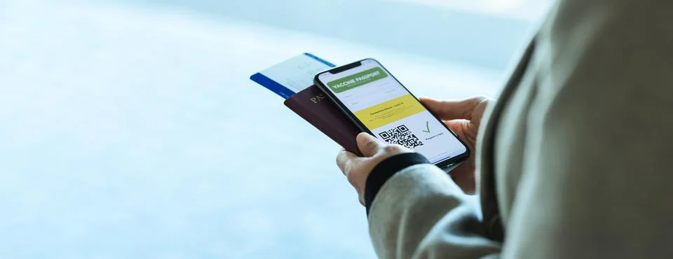 Covid-19 immunity e-passport for international travelling Stock Photos