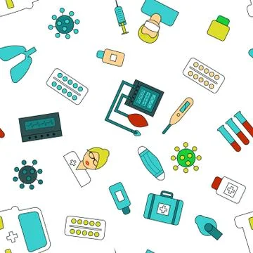 COVID 19 infection seamless pattern background. Stock Illustration