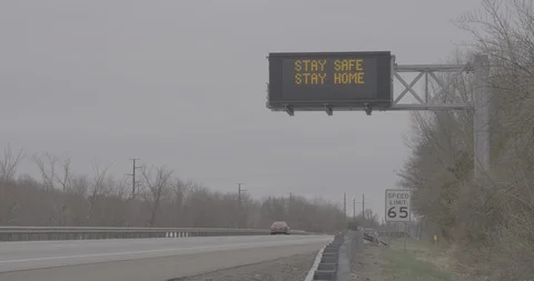 Covid-19 Information on a Variable-Message Sign on I-91 in Connecticut Stock Footage 127991127