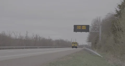 Covid-19 Information on a Variable-Message Sign on I-91 in Connecticut Stock Footage 128139236