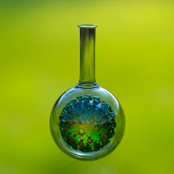 Covid-19 in a laboratory flask Stock Illustration