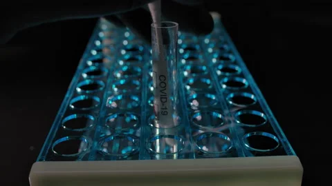 Covid 19 laboratory testing of deadly virus Stock Footage 142403325