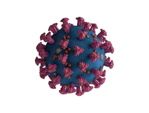 COVID-19 Lambda virus cells on white background Stock Illustration
