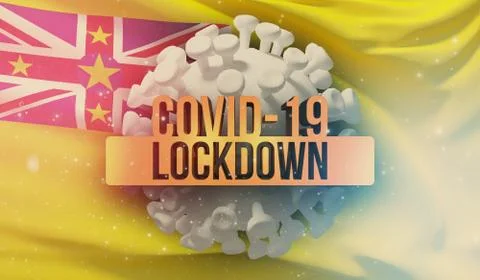 COVID-19 lockdown concept with backgroung of waving national flag of Niue Stock-Illustration