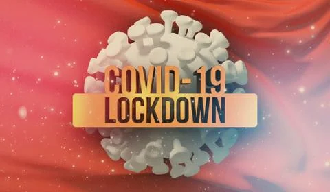 COVID-19 lockdown concept with backgroung of waving national flag of Hong Kong Stock-Illustration