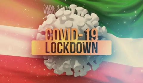 COVID-19 lockdown concept with backgroung of waving national flag of Somaliland Ilustração Stock