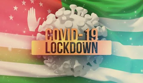 COVID-19 lockdown concept with backgroung of waving national flag of Abkhazia Stock-Illustration