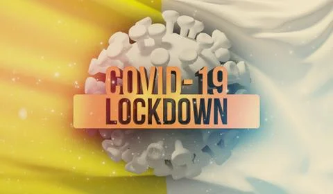 COVID-19 lockdown concept with backgroung of waving national flag of Vatican Stock-Illustration
