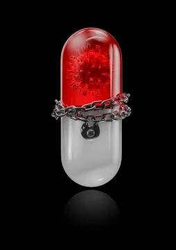 Covid-19 lockdown cure pill concept Stockillustratie