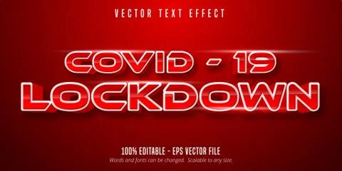 Covid 19 lockdown text, editable text effect Stock Illustration