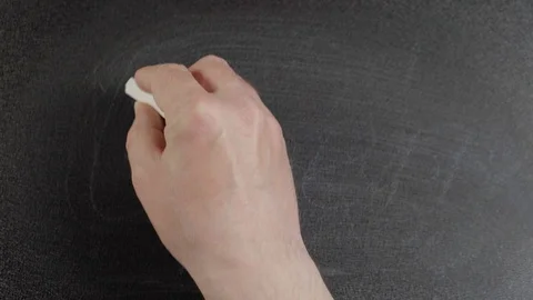 Covid-19. Man hand writes the word Covid-19 by chalk on a blackboard Stock Footage 127518505