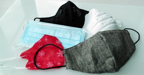 Covid-19 masks: Different types of face masks protection for coronavirus Video stock 140372274
