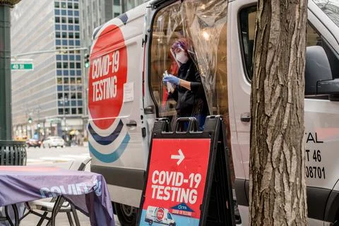 COVID-19 MOBILE TESTING UNITS IN NEW YORK CITY, USA Stock Photos