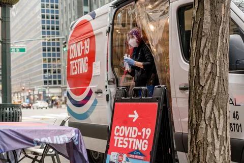 COVID-19 MOBILE TESTING UNITS IN NEW YORK CITY, USA Stock Photos
