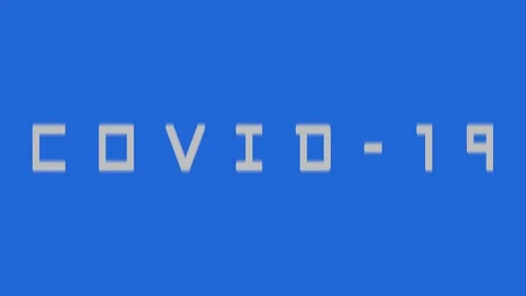 Covid-19 motion title on white red blue background Stock Footage 126714800