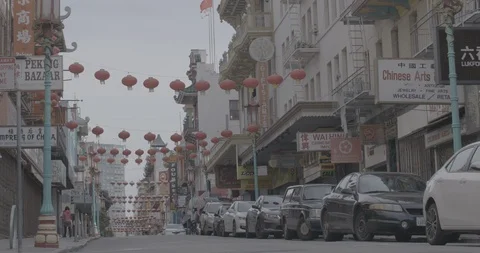 COVID 19 Outbreak San Francisco Chinatown Grant Ave On Lockdown Stock Footage
