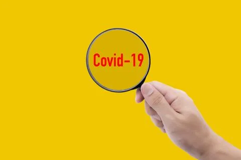 Covid-19 is outbreak while search people with infection with magnifying glass Stock-Fotos